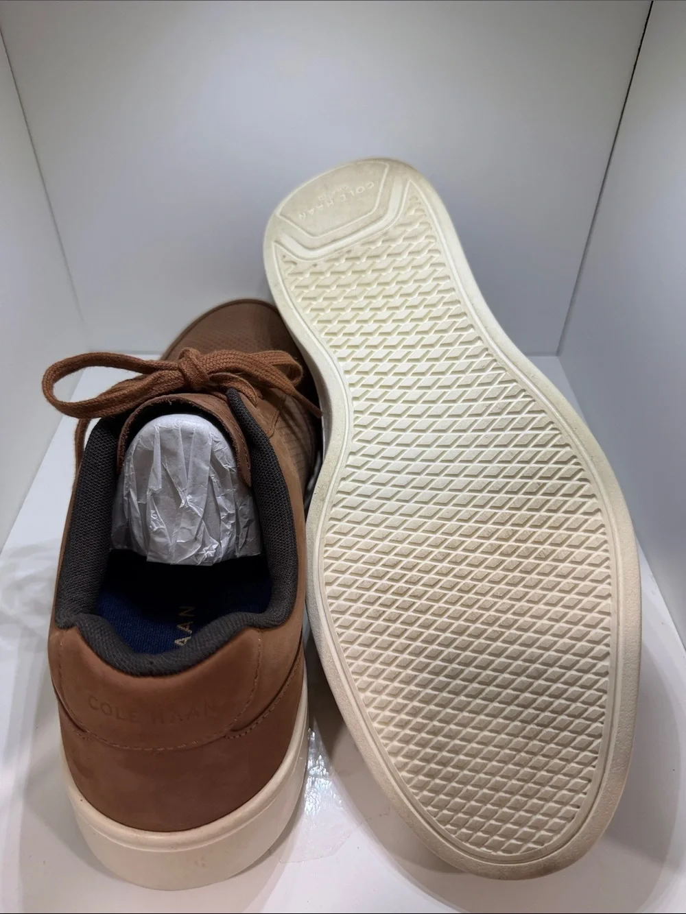 Cole Haan Brown Perforated Leather Lace-Up Sneakers